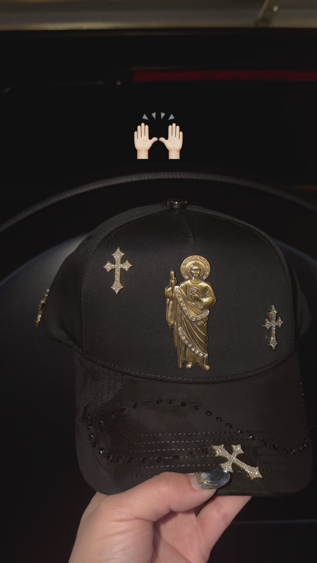 San Juditas Hat gold Logos y cruces de pin